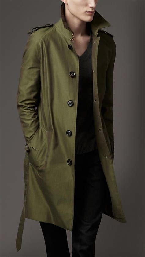 burberry olive men cappotto|Long.